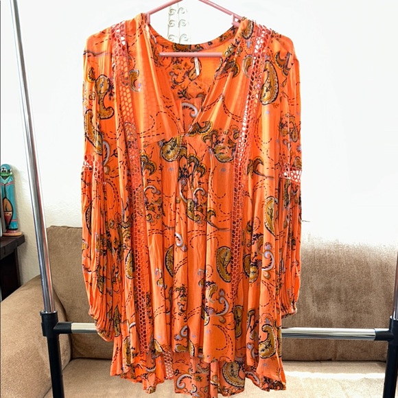Free People Tops - Free People Just The Two Of Us Floral Lace Inset Tunic Dress Size XS